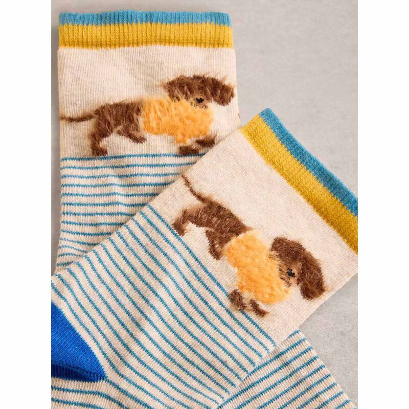 White Stuff Fluffy Sausage Dog Ankle Sock image number 1